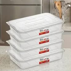 4 Bandeja Frigorífica 7 Litros Com Tampa P/ Freezer