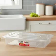 Bandeja Frigorífica Transparente e Branca Multiuso 7 Litros Com Tampa