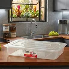 Bandeja Frigorífica 10 Litros Com Tampa Branca e Transparente