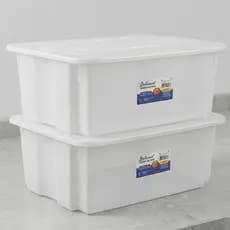 Kit 02 Caixas Bandeja Organizadora Frigorífica 24,5 Litros com Tampa Açougue Câmara Fria Multiuso