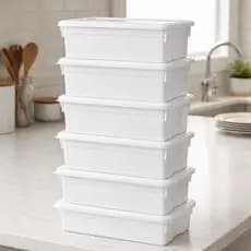 Kit 6 Potes Organizadores 2,5 litros com Tampa  Freezer Geladeira Cozinha Multiuso
