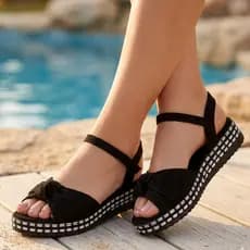 Sandália Feminina Anabela Confortável Macia Elegante Flat de NÓ AU 120