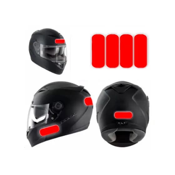 Kit Adesivo Refletivo Capacete Moto Bicicleta - Vermelho