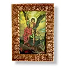 Quadro São Miguel Arcanjo Com Vidro Decorativo 20x15