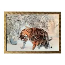Quadro Tigre E Filhote 50x70cm Resinado.