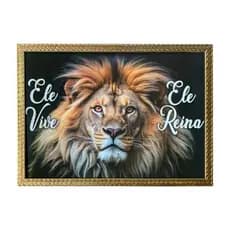 Quadro Leão (ele Vive, Ele Reina) 50x70cm Resinado.