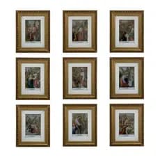 Quadro Via Sacra Catolico 15 Quadros Resinado Vidro 23x27cm