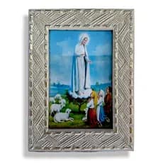 Quadro Nossa Senhora de Fatima Pastores Decorativo c/ Vidro 20x15