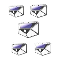 KIT 5 Luminária Solar Externa 100 Leds com Sensor de Presença  Automático - Sem Fio à Prova D' Água
