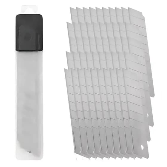 Jogo De 50 Lâminas Refil 18mm Em Aço Inox Reforçado