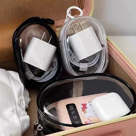 Armazenamento De Carregador De Cabo De Dados Bolsa Organizador Portátil De Fone De Ouvido Externo