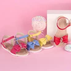 Sandália Infantil Feminina Menina Casual com Laço e Strass Colorida Super Confortável Elegante