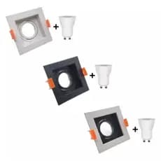 Spot Embutir Mini Dicroica Mr11 Embutido Quadrado Recuado + Led Gu10