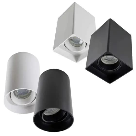 Spot Led Sobrepor Móvel Quadrado e Redondo Lâmpada Dicroica Gu10 Mr16 -