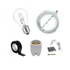 Kit Iluminação Churrasqueira Lâmpada 100w + Fio para Alta Temperatura + Soquete + Fita isolante