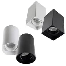 Spot Led Sobrepor Móvel Quadrado ou Redondo Lâmpada Dicroica Gu10 Mr16 Preto ou Branco