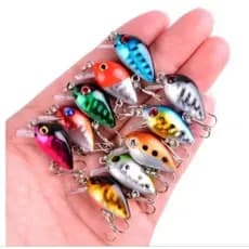 Kit 3 Iscas Artificiais pesca com anzol Meia Água Crankbait 3cm 1.6g Pesca peixes Tilápia Traíra Tucunaré.