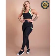 Conjunto Fitness Feminino Calça Legging Cintura Alta Bolso Tela E Top Nadador Decote Costas Academia DRB Modas