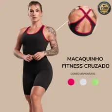 Macaquinho Macacão Academia Fitness Cruzado Detalhe Cor Feminino Academia Corrida Treino DRB Modas