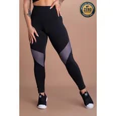 Calça Legging Fitness Feminina Cintura Alta Detalhe Tela Perna Academia Treino DRB Modas