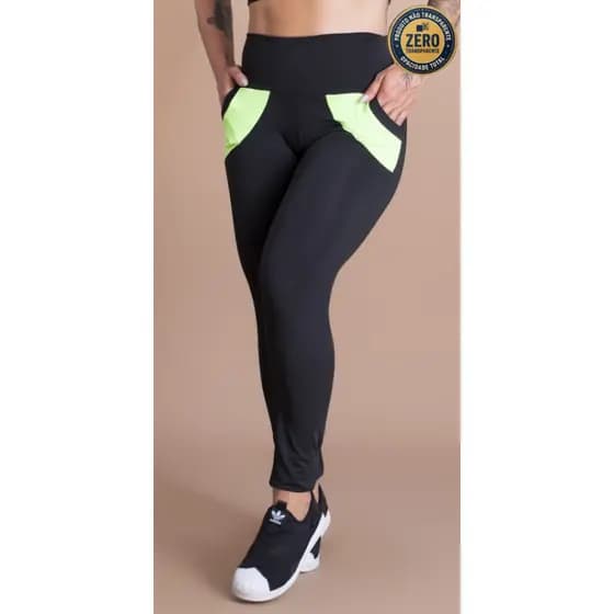 Calça Legging Fitness Feminina Cintura Alta Com Bolso Proteção Academia Moda Treino ZERO TRANSPARÊNCIA