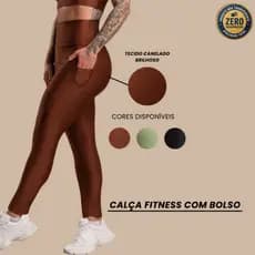 Calça Legging Fitness Feminina Com Bolso Cabe Celular Canelado Brilhoso Cintura Alta Esportiva Academia Brilho DRB Modas