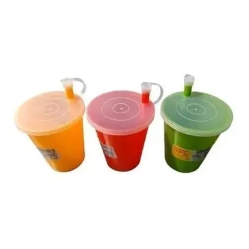 Copo Canudo Plastico Com Tampa 200ml Colorido Pag 1 Leve 2