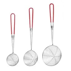 Kit 3 Escumadeira De Inox Pega Fritura