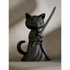 Gato Gatinho Samurai Estátua Decorativa Anime Mangar