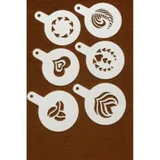 Kit Stencil - Kit Estêncil - Kit com 6 Moldes para Café, Capuccino, Chocolate, Chocolate Quente - Resistente Barista