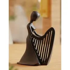 Escultura Decorativa Mulher com Harpa