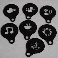 Kit Stencil - Kit Estêncil - Kit com 7 Moldes para Café, Capuccino, Chocolate, Chocolate Quente - Resistente