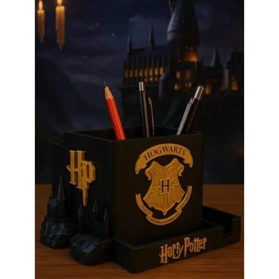 Organizador de Mesa Harry Potter – Porta Canetas Porta Lápis Harry Potter Hogwarts | Decoração Mágica
