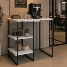 Aparador Mesa Multiuso com Prateleiras Aço Resistente - Cozinha Sala Escritório e Home Office