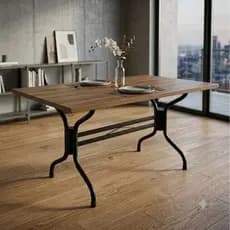 Base Para Mesa de Jantar Retangular 6 Lugares Aço Industrial (Vidro/Madeira/Mármore)