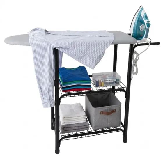 Tábua de Passar Roupa Multiuso com Organizador, Prateleiras e Suporte para Ferro