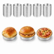 Kit 50 Formas Pão de Hamburguer Mini Pizza Mini Pão Caseiro Aluminio 12x3 cm