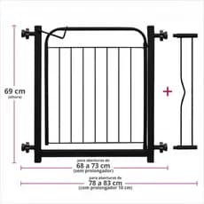 Grade Portão Proteção Pet Cachorro e Criança Cães 69 a 85 Cm Aço Resistente
