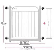 Portãozinho Pet Grade de Proteção Para Cães e Crianças Segurança Aço 85Cm Acompanha Prolongador