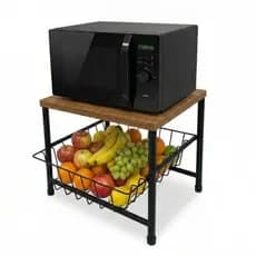 Fruteira de Bancada Mesa Com Cesto Removível Tubolar Tampo MDF