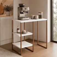 Mesa Cantinho do Café Industrial Moderno 80cm com 3 Prateleiras em Aço - Multiuso Bar Cozinha e Sala