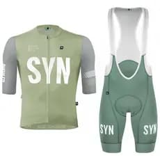 Kit De Ciclismo De Equipe Masculina Verde Claro , Manga Curta , Top E Shorts Com Almofada De Gel , Nova Camisa SYN