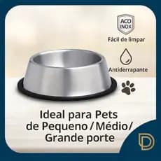 Comedouro Bebedouro Inox Pet Cães Gatos Tigela Antiderrapante Base Borracha 250ml 370ml 540ml 1L