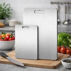 Tabua Corte Inox Aço Profissional Antimofo Antibacteriano Tábua De Cozinha Carne Legumes Limpa Facil
