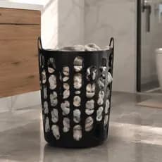 Cesto Organizador Grande Roupa Suja Flexível Alças Vazado Dobrável com Alça Lavanderia Banheiro