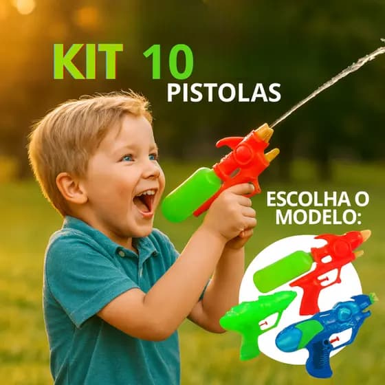 Kit 10 Pistola Lanca Agua Com 5 Jato Alien Splash Brinquedo Verão Diversão Piscina Praia Cor Sortida