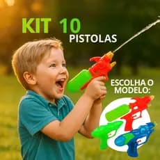 Kit 10 Pistola Lanca Agua Com 5 Jato Alien Splash Brinquedo Verão Diversão Piscina Praia Cor Sortida