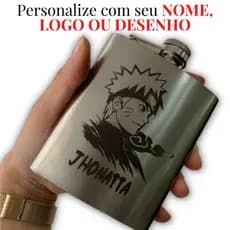 Cantil Porta Bebida De Bolso Em Inox Personalizado com o seu nome