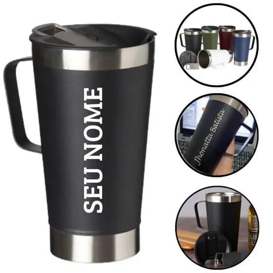 Caneca Térmica 500ml Personalizada c/seu nome, frase e logo