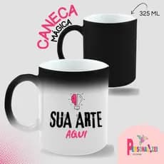 Caneca Porcelana Mágica Personalizada 325ml MONTAMOS SUA ARTE Presente Decoração Estampada Premium